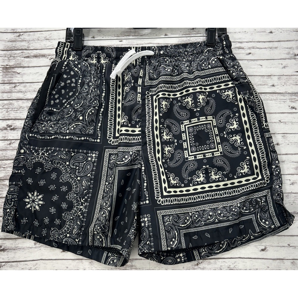Maison Article Shorts Mens Medium Paisley Athletic Drawstring Lightweight Liner